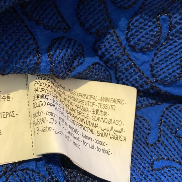 ZARA Cotton Embroidered Azul Blue Dress Size XS - Picture 9 of 11